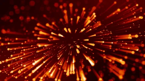 4k 3d animation of red yellow glowing particles float in viscous liquid and Stock Footage 114010768