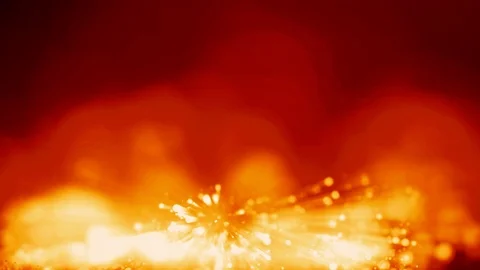 4k 3d animation of red yellow glowing particles float in viscous liquid and Stock Footage 114011464