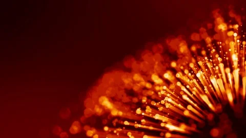 4k 3d animation of red yellow glowing particles float in viscous liquid and Stock Footage 114011976