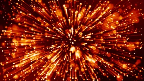 4k 3d animation of red yellow glowing particles float in viscous liquid and Stock Footage 114013504