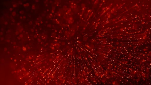 4k 3d animation of red yellow glowing particles float in viscous liquid and Video stock 114014286