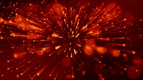 4k 3d animation of red yellow glowing particles float in viscous liquid and Stock Footage 114014988