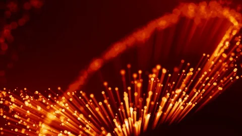4k 3d animation of red yellow glowing particles float in viscous liquid and Stock Footage 114016524