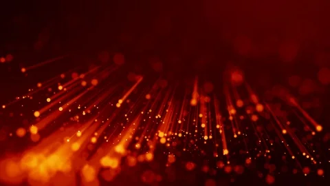 4k 3d animation of red yellow glowing particles float in viscous liquid and Stock Footage 114017440