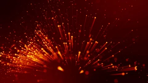 4k 3d animation of red yellow glowing particles float in viscous liquid and Stock Footage 114018817