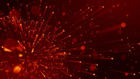 4k 3d animation of red yellow glowing particles float in viscous liquid and Видео 114019266