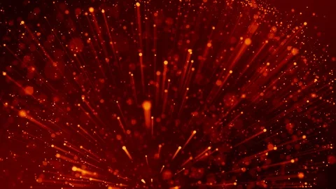 4k 3d animation of red yellow glowing particles float in viscous liquid and Stock Footage 114019434