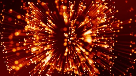 4k 3d animation of red yellow glowing particles float in viscous liquid and Stock Footage 115667402