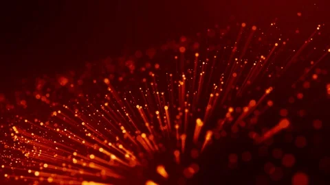 4k 3d animation of red yellow glowing particles float in viscous liquid and Stock Footage 115667655