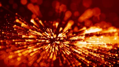 4k 3d animation of red yellow glowing particles float in viscous liquid and Stock Footage 121523183