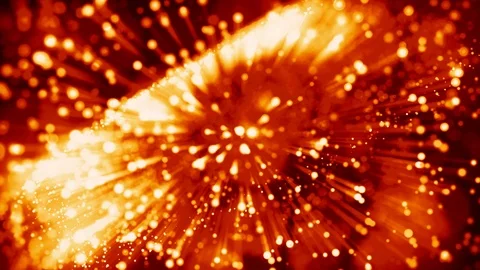 4k 3d animation of red yellow glowing particles float in viscous liquid and Stock Footage 121523588