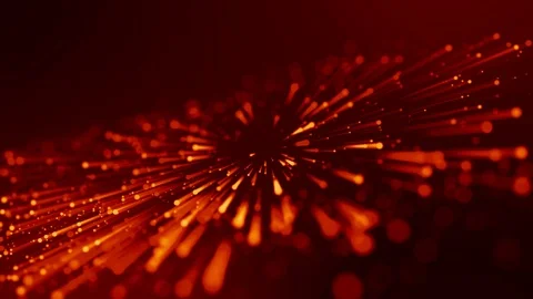 4k 3d animation of red yellow glowing particles float in viscous liquid and Stock Footage 121928874