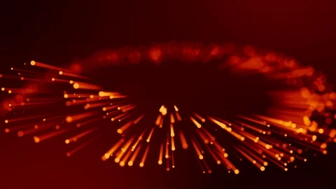 4k 3d animation of red yellow glowing particles float in viscous liquid and Stock Footage 121929289