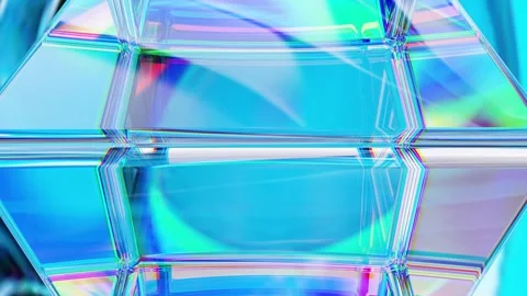 4k 3D Animation of Rotating Iridescent Hexagonal Glass Structure Background. Stock Footage 317334884