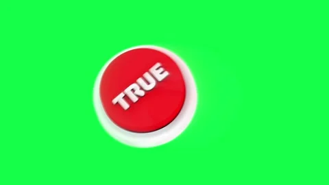 4K 3D animation of a true button on a green screen background Stock Footage 309999769