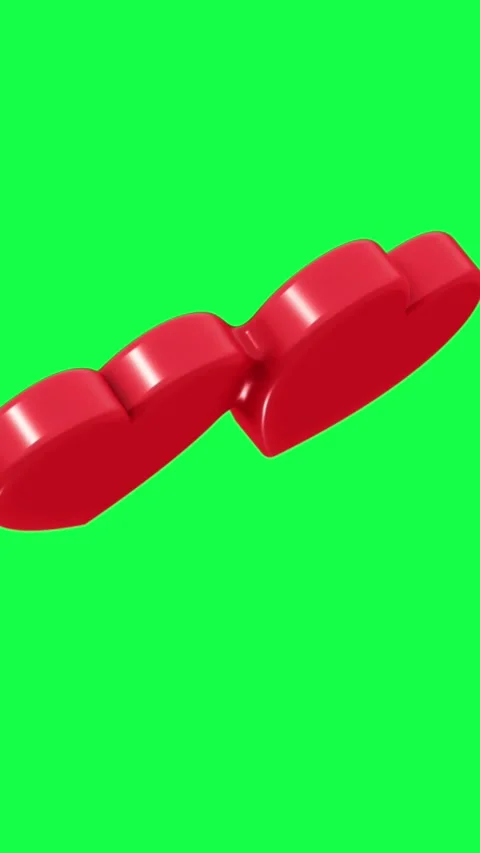 4K 3D animation of two melting hearts in vibrant red color on a green screen Stock Footage 309927641