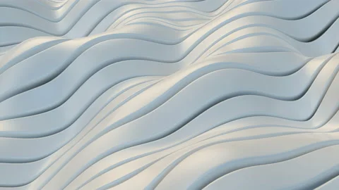4k 3D animation of white stripes is transformed into a single wavy surface Stock Footage 130269314