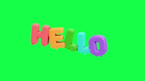 4K 3D animation of the word Hello in vibrant candy colors with a green screen Stock Footage 309927591