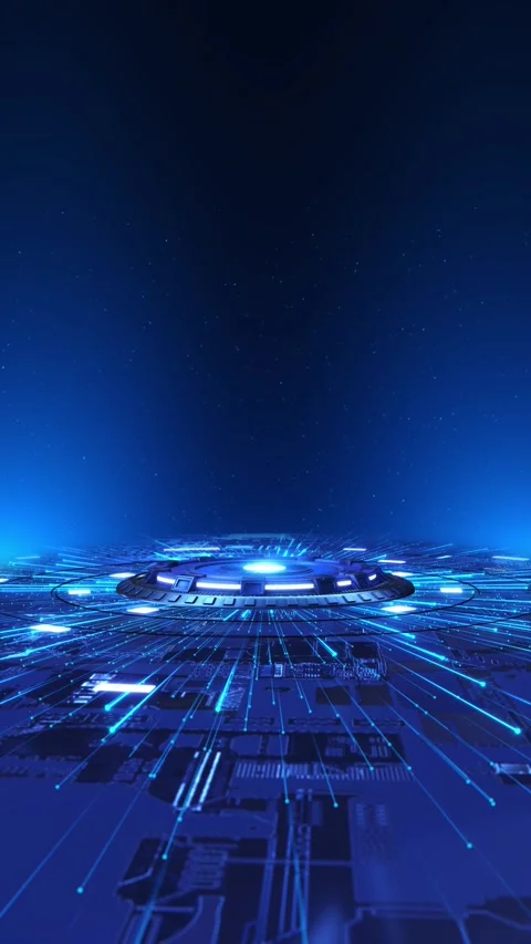 4K 3D Circle HUD head up display interface moving arrow for data networking Anim Stock Footage 342786089