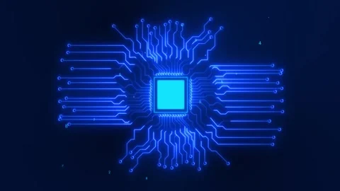 4K 3D Computer processor CPU Processor starting booting Circuit Burst Digital Video stock 246853961