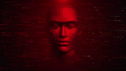 4K 3D Computer screen programming code and a skull, concept of security, malware Stock Footage 257935700