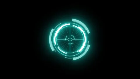 4K 3D Cyan HUD Target Interface, Futuristic Tactical Technical Screen Overlay Video stock 334641920