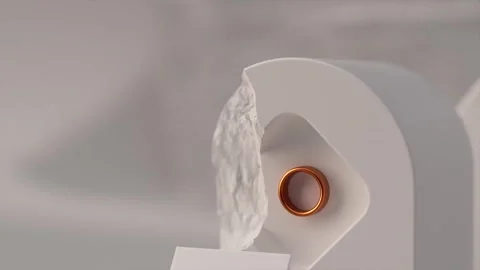 4K 3D Digital Rendering Polished Gold Metallic Ring High Gloss Finish Stock Footage 330478512