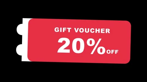 4K 3D Gift Voucher 20% Off Discount Coupon Isolated Stock Footage 332841945