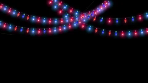 4K 3D light bulbs. border Christmas holiday themed frame pattern glowing lights Stock Footage 246854000
