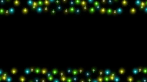 4K 3D light bulbs. border Christmas holiday themed frame pattern glowing lights Stock Footage 246950818