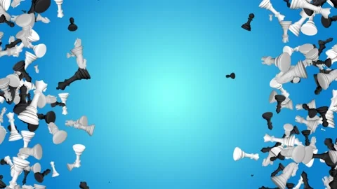 4K 3d Loop chess pieces are falling Animation background Stock Footage 186784857