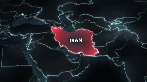 4K 3D Map: Iran Highlights Red &amp; Pulsates Stock Footage 330342075