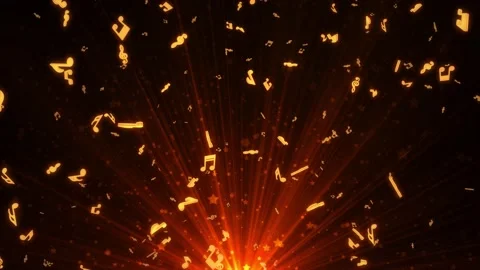 4K 3D Musical notes Light Rays background in Golden and Red. Seamless loop. Stock Footage 141592351