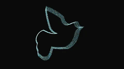 4K 3D Peace Dove Made of Glowing Particles Rotating on Black Background Stock Footage 337480928