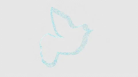 4K 3D Peace Dove Made of Glowing Particles Rotating Loop Alpha Channel Stock Footage 337481639