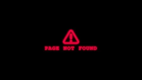4K 3D red neon 404 error, glitch effect, warning symbol, black background Stock Footage 332150405