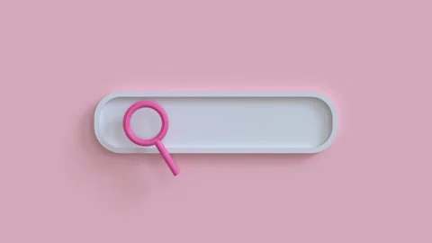 4K 3D Render Blank Search Bar Pink Magnifying Glass Pink Background Stock Footage 330478629