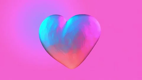 4K 3D Render Iridescent Holographic Heart Pink Purple Blue Gradient Vídeo Stock 330478697