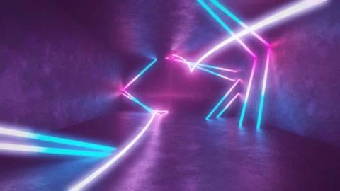4k 3d render, looped animation tunnel, abstract seamless background, fluorescent Illustrazione stock