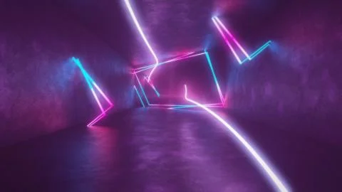 4k 3d render, looped animation tunnel, abstract seamless background, fluorescent Stock Illustration