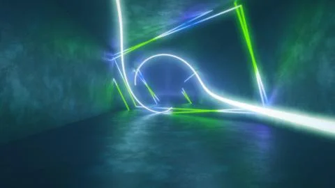 4k 3d render, looped animation tunnel, abstract seamless background, fluorescent Illustrazione stock