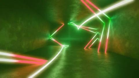 4k 3d render, looped animation tunnel, abstract seamless background, fluorescent Illustrazione stock