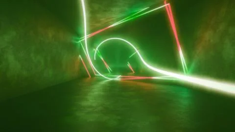 4k 3d render, looped animation tunnel, abstract seamless background, fluorescent Stock Illustration