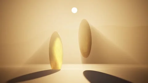 4K 3D rendered footage of two sunlit moving orbs in minimal space Stock Footage 263111239