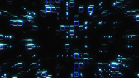 4K 3d rendering. Abstract digital technology blue cubes mosaic tile pattern Stock Footage 270812488