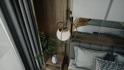 4K 3D Rendering Animation of Modern Luxury Bedroom Interior Stock Footage 320312838