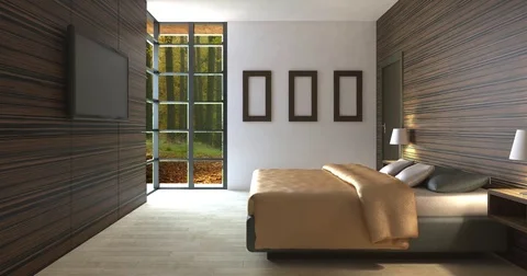 4k. 3d rendering of bedroom design. Stock Footage 73259713