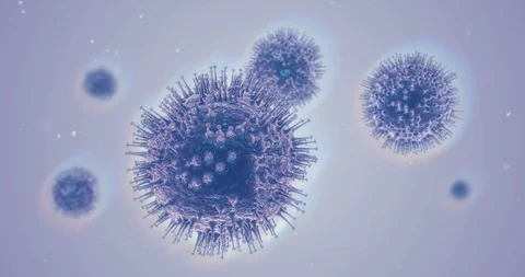 4K 3D Rendering Realistic Corona Virus Floating Animation Purple Vidéo 124572466