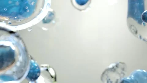 4K 3D Rendering Transparent Cell Droplets and Abstract Liquid Orbs Stock Footage 330478805