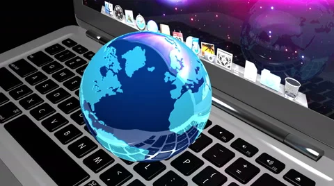 4k 3d rotate earth model on tne laptop,Devices Connecting To Internet. Vidéo 66324642